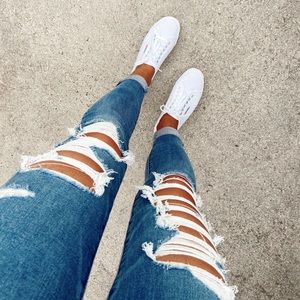 High Waisted Ripped Jeans